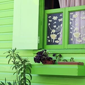 Cottage window in Roseau, Dominica, Windward Islands, West Indies, Caribbean, Central America