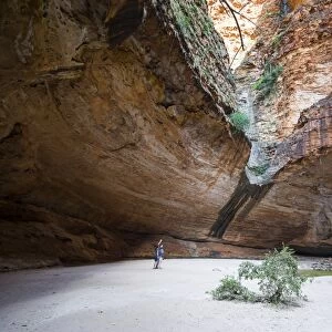 Couple in the Cathedral Gorge in the Purnululu National Park, UNESCO World Heritage Site, Bungle Bungle mountain range, Western Australia, Australia, Pacific