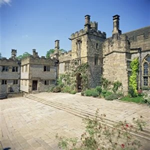 In the courtyard, Haddon Hall, Derbyshire, England, United Kingdom, Europe