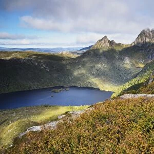 Cradle Mountain and Dove Lake, with deciduous beech (Fagus) in fall colors