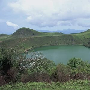 Crater lake at Manengouba, Western Cameroun, Cameroon, Africa