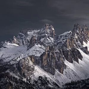 Croda da Lago mountain covered by snow, Dolomites, Trentino-Alto Adige, Italy, Europe