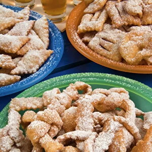 Crostoli (Grostoli) (Sweet fritters), Italian Carnival cakes, Veneto, Italy, Europe