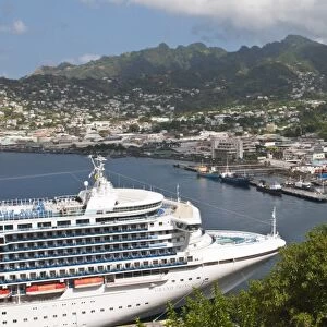 Cruise ship in Kingstown harbour, St. Vincent, St. Vincent and The Grenadines