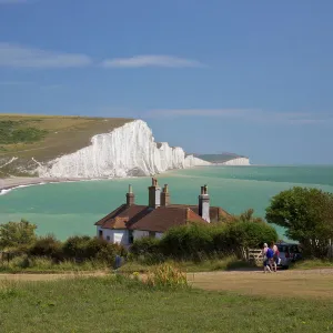 Cuckmere Haven, Seven Sisters white chalk cliffs, East Sussex, England