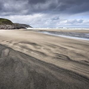 Dalbeg Beach with intricate patterns in the sand, near Carloway, Isle of Lewis, Outer Hebrides, Scotland, United Kingdom, Europe