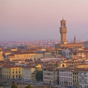 Dawn over Florence showing the Duomo and Uffizi