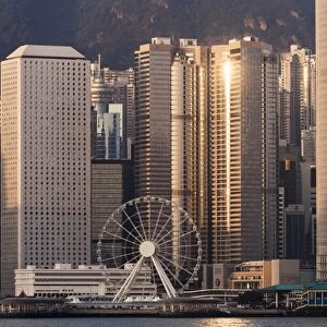 Dawn over Hong Kong Central skyline, Avenue of Stars, Tsim Sha Tsui Waterfront, Kowloon