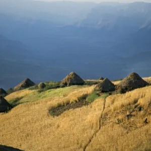 Debirichwa village in early morning, Simien Mountains National Park, UNESCO World Heritage Site