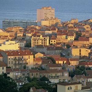 Dense housing seen from Basilica of Notre Dame de la Garde at sunrise, Marseille