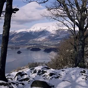 Derwentwater and Skiddaw in winter, Lake District National Park, Cumbria