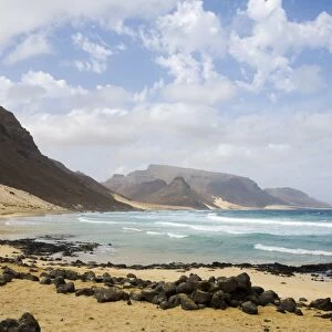 Deserted beach at Praia Grande, Sao Vicente, Cape Verde Islands, Africa