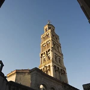 Diocletians Palace Roman ruins, cathedral tower, Old Town, Split, Dalmatia Coast