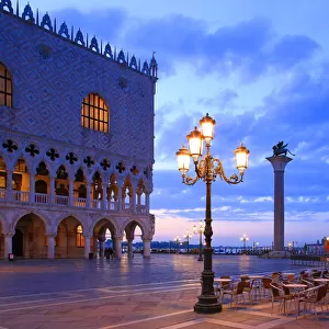 Doges Palace and Piazzetta against San Giorgio Maggiore in the early morning light