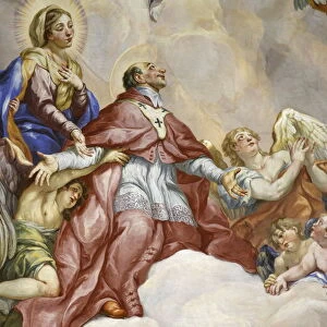 Dome fresco by Johann Michael Rottmayr depicting the Intercession of Charles Borromeo