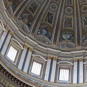 Dome and frescoes in St. Peters Basilica, Vatican, Rome, Lazio, Italy, Europe