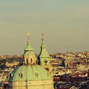 Dome and towers of St. Nicholas Church, Mala Strana, Prague, Czech Republic, Europe
