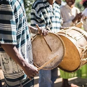 Drums and traditional music at Ambohimahasoa, Haute Matsiatra Region, Madagascar Central Highlands
