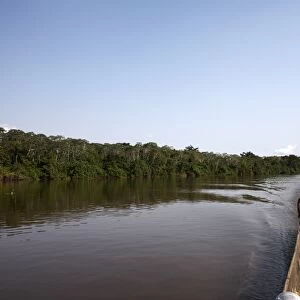 A dugout canoe on the Congo River, Democratic Republic of Congo, Africa