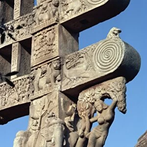 Detail of East Gateway of the Great Stupa, Sanchi, UNESCO World Heritage Site