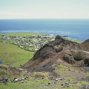 Edinburgh settlement and the 1961 volcanic cone, Tristan da Cunha, Mid Atlantic