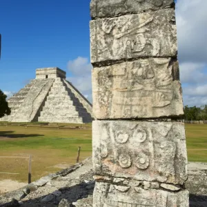 El Castillo pyramid (Temple of Kukulcan) in the ancient Mayan ruins of Chichen Itza