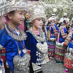 Elaborate costumes worn at a traditional Miao New Year festival in Xijiang