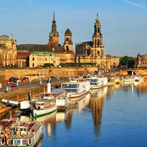 Elbe River and Old Town skyline, Dresden, Saxony, Germany, Europe