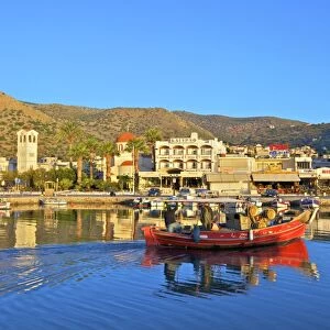 Elounda Harbour, Elounda, Crete, Greek Islands, Greece, Europe
