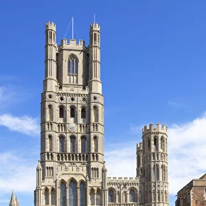 Ely Cathedral (Cathedral Church of the Holy and Undivided Trinity) from Palace Green, Ely, Cambridgeshire, England, United Kingdom, Europe