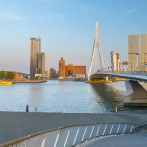 Erasmusbrug (Erasmus Bridge) and Wilhelminakade 137, De Rotterdam, The Rotterdam Building