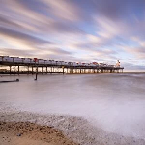 The evening sun hits Herne Bay Pier, Herne Bay, Kent, England, United Kingdom, Europe