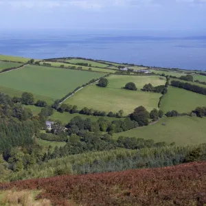 Exmoor National Park and Bristol Channel, near Porlock, Somerset, England