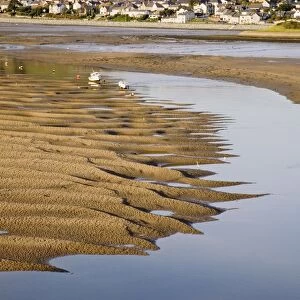 Exposed rippled sandbank on Conwy River estuary at low tide