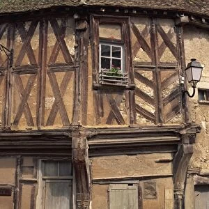 Detail of the exterior of a timber framed house in the village of Cravant