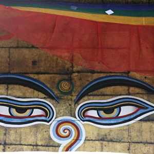 The eyes of Buddha on Swayambhunath Temple (Monkey Temple), UNESCO World Heritage Site