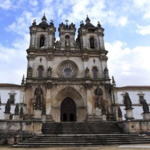 The facade of Alcobaca Monastery, UNESCO World Heritage Site, Alcobaca