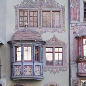 Facades of the town houses at the Rathausplatz square, Stein am Rhein, Canton Schaffhausen, Switzerland, Europe