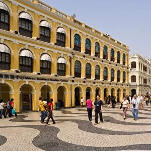 The famous swirling black and white pavements of Largo do Senado Square in central Macau