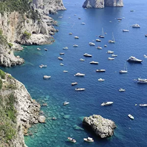 Faraglioni cliffs on Capri island, Bay of Naples, Campania, Italy, Europe