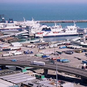 Ferry terminal at Dover harbour, Kent, England, United Kingdom, Europe