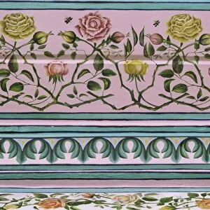 Detail of the finely painted walls in one of the bedroom