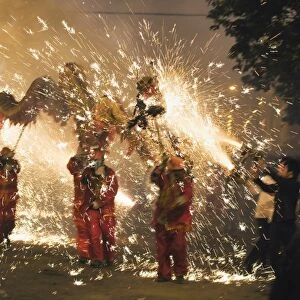 Fire Dragon lunar New Year festival, Taijiang town, Guizhou Province, China, Asia