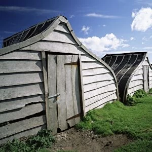 Fishermens huts, Lindisfarne, Holy Island, Northumberland, England