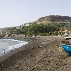 Fishing boats on beach at Cidade Velha, Santiago, Cape Verde Islands, Africa