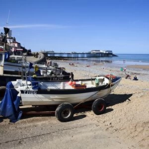 Fishing boats on the beach at Cromer, Norfolk, England, United Kingdom, Europe