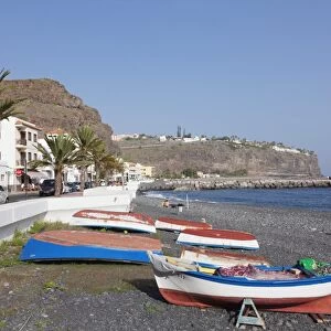 Fishing boats at the beach, Playa de Santiago, La Gomera, Canary Islands, Spain, Atlantic, Europe