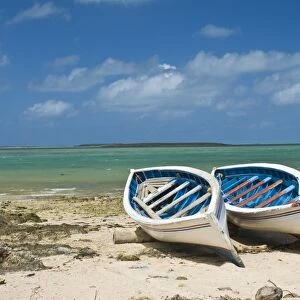 Fishing boats on the island of Rodrigues, Mauritius, Indian Ocean, Africa