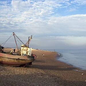 Fishing boats on pebble beach, Hastings, Sussex, England, United Kingdom, Europe