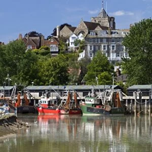 Fishing harbour on River Rother, old town, Rye, East Sussex England, United Kingdom